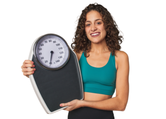 Success on the scale! This dedicated athlete celebrates her hard work, sacrifice, and progress towards her goals.