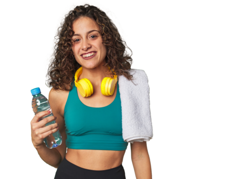 Active woman in sportswear with refreshing water. - Powered by Adobe