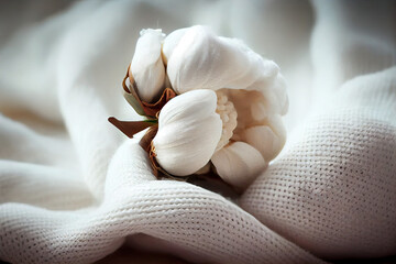 Organic cotton cloth and flower, Generative AI