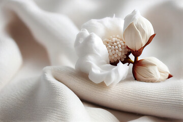 Organic cotton cloth and flower, Generative AI