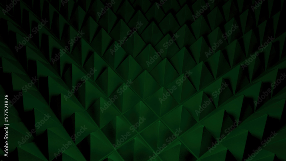 Poster background of pyramidal triangles on surface. design. surface with 3d pyramids like scales or needle