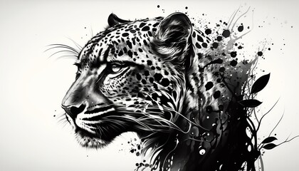 leopárd illusztráció tetováláshoz vagy fali matricához