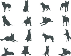 Australian cattle dog silhouettes, Australian cattle silhouettes, Australian cattle dog SVG