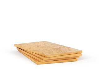 Wood panels for construction on a white background. 3d illustration