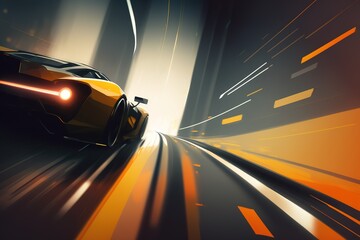 Obraz premium a sports car racing down the track