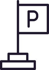 Single line icon of parkingon isolated white background. High quality editable stroke for mobile apps, web design, websites, online shops etc.