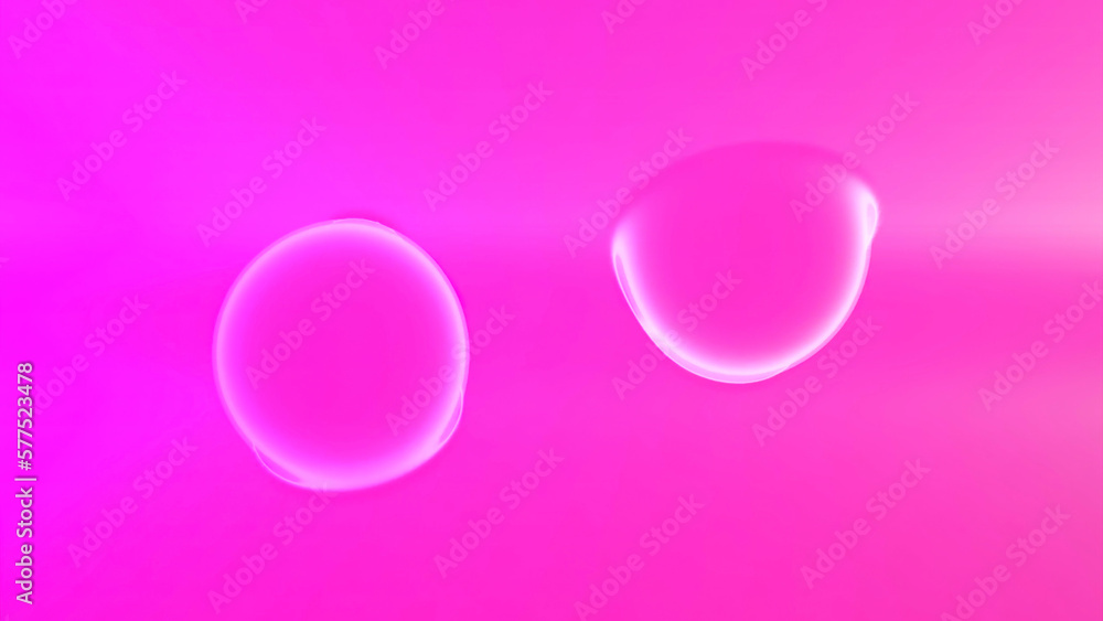 Poster blue and pink background with bubbles. design. rolling bubbles in different directions made in carto