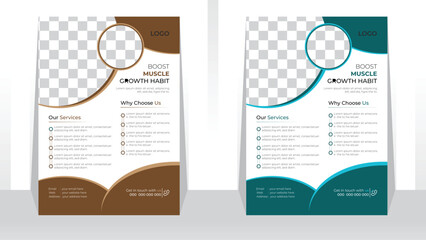 business gym flyer template with abstract shape and modern flyer brochure cover vector in A4 size Flyer Colorful concepts and design, perfect for creative professional business and grow company.