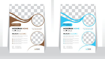 Corporate real estate business flyer template with abstract shape and modern flyer brochure cover vector in A4 size Flyer Colorful concepts and design, perfect for creative professional business and 