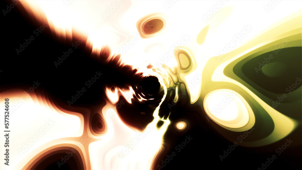 Poster a bright 2d tunnel in abstraction. motion.a light tunnel in animation with iridescent yellow shades 