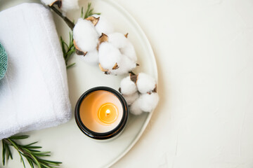 Spa setting with candle - 577525489