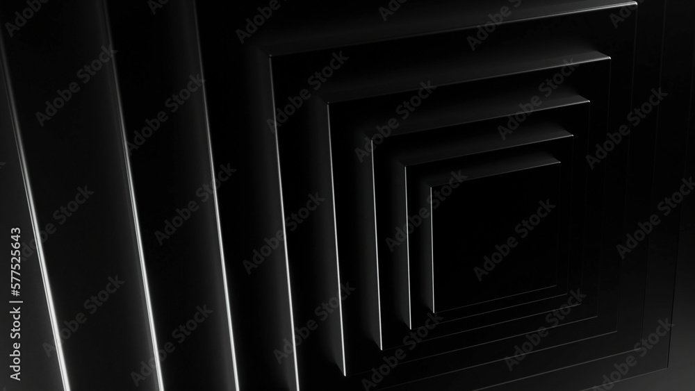 Poster animation with moving squares and neon light. design. moving 3d pyramid of squares and neon lines. i