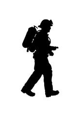 Fototapeta na wymiar Firefighter silhouette isolated - vector illustration