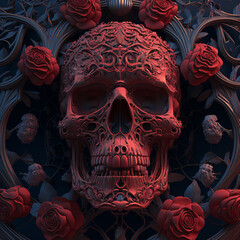 rose and skull, Generative AI