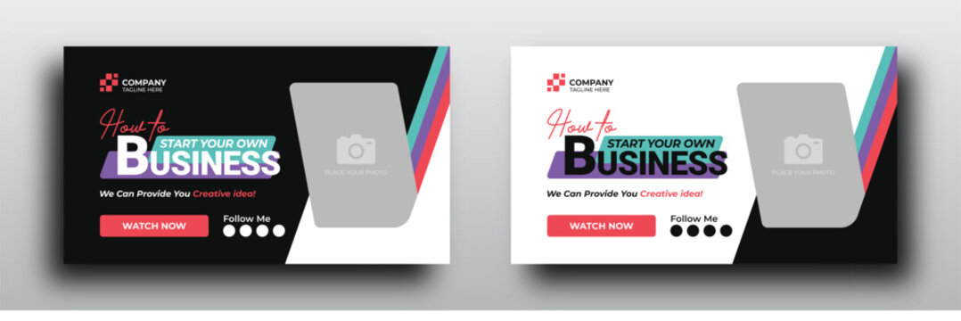 Modern and clean  youtube  video thumbnail template design for starting a business  I  business youtube thumbnail