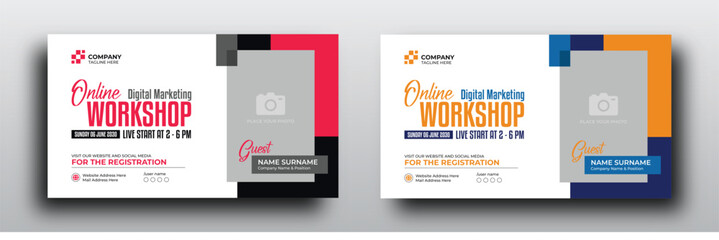 Online workshop youtube video thumbnail or workshop promotion web banner for social media