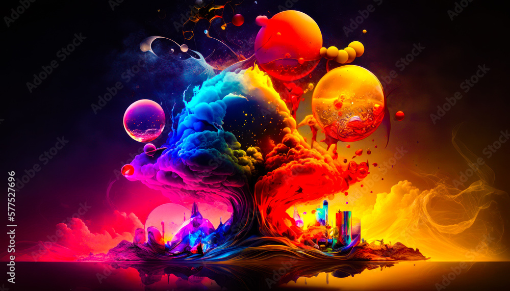 Aufkleber colorful tree with lots of different colors. fantasy. generative ai.