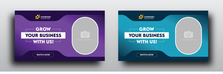 Business growing tips youtube video thumbnail or web banner with modern gradient color template