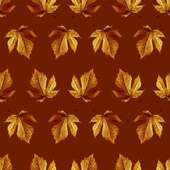 Fototapeta na wymiar Seamless pattern of autumn maple leaves. Vector stock illustration eps10.
