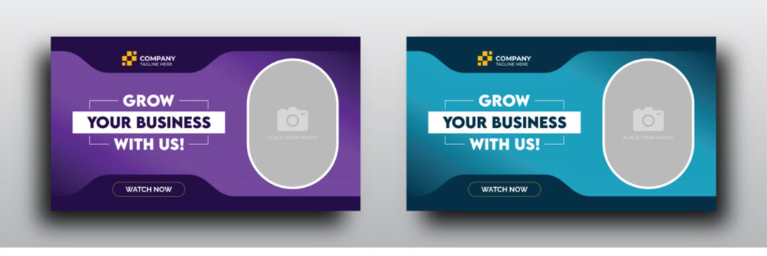 Business growing tips youtube video thumbnail or web banner with modern gradient color template