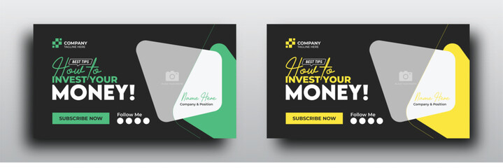 Money investment business youtube thumbnail or web banner