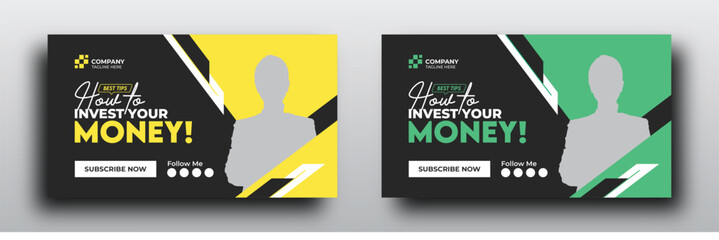 Money investment best tips youtube video thumbnail - obrazy, fototapety, plakaty