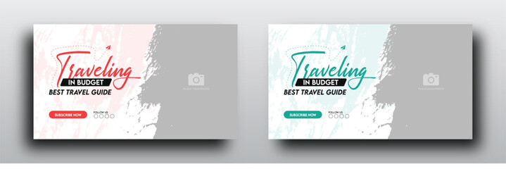 Travel youtube video thumbnail or web banner template