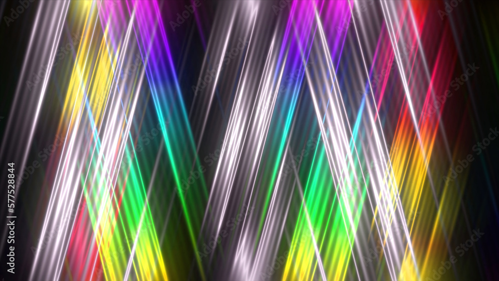 Poster black background. motion.bright lines of different colors move apart giving a light shadow of light 