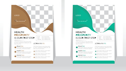 medical business flyer template with abstract shape and flyer brochure cover vector in A4 size Flyer Colorful concepts and design, perfect for creative professional business and grow your hospital. 