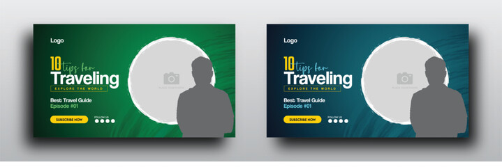 Travel youtube video thumbnail or web template