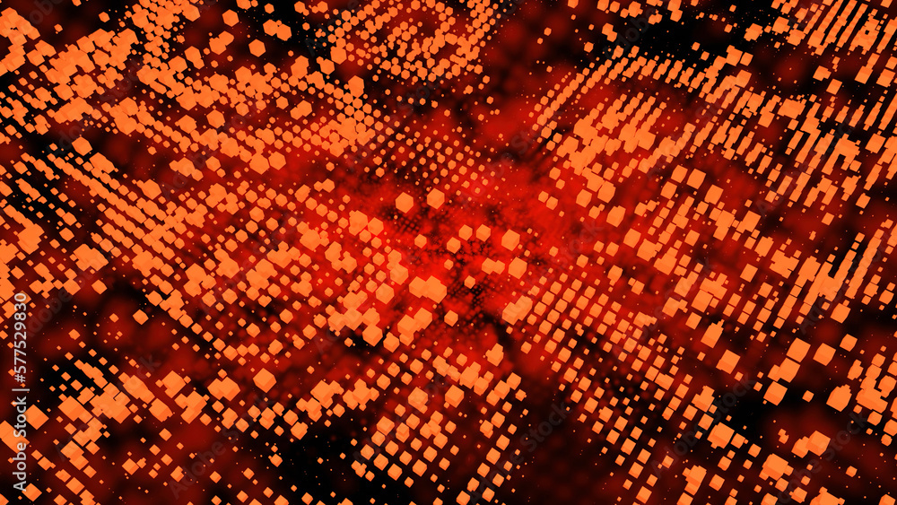 Aufkleber red dancing squares. design. bright background in animation that jump in different directions.