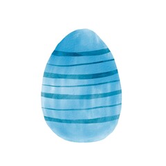 Blue Easter egg watercolor. Hand painted illustration design element isolated on white background.