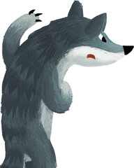 cartoon scene with bad wolf on white background illustration for children