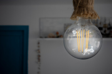 Light bulb. The energy crisis and electricity problems. Energy conservation  and energy saving.