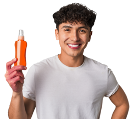 A young man protects his skin from harmful UV rays, applying non-greasy, broad-spectrum sunscreen for a healthy and youthful look.