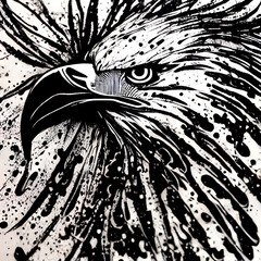 Ink drawing of a hawk. Beautiful eagle. Generative AI.