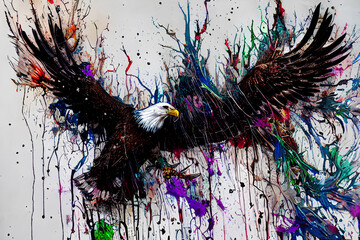 Ink drawing of an eagle. Beautiful hawk. Generative AI.
