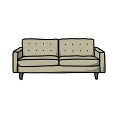 sofa doodle icon, vector color line illustration