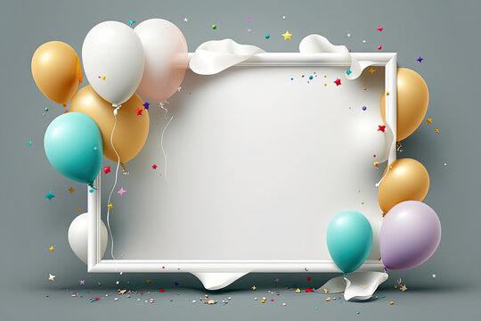 birthday background with circle frame balloons. Illustration AI Generative