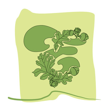 green oak leaves and acorns design clip art preview