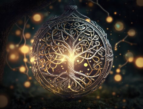 Ethnic celtic ornaments Esoteric vegetal background created with Generative AI technology