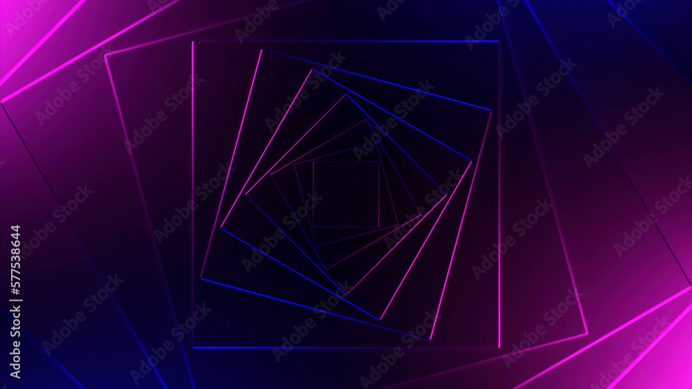 Poster Purple and green background with red and blue running lights. Design.Dark background with repetitive light running in a circle in the animation.