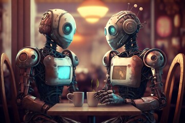 Humanoid lovers having a date, AI concept, generative, AI