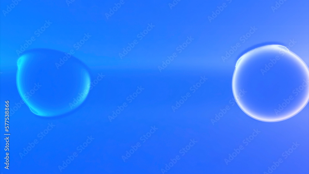 Poster blue and pink background with bubbles. design. rolling bubbles in different directions made in carto