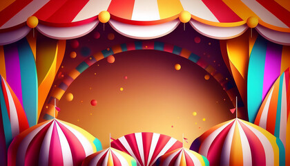 Circus frame background , circus tent background with copy space , Generative AI - obrazy, fototapety, plakaty