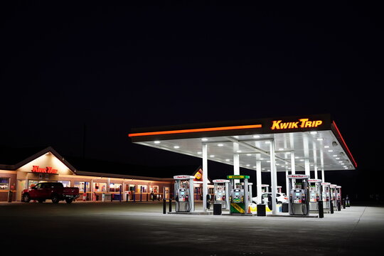 Kwik Trip fuel station serves the community during the night.