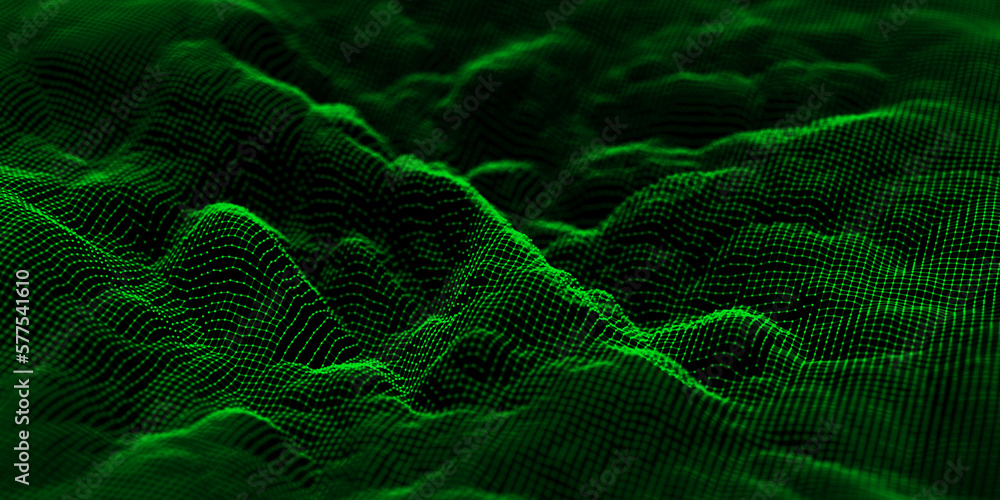 Poster abstract digital bubble landscape texture. futuristic retro wave background of mountains and hollows
