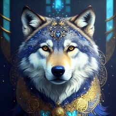 wolf with many details, Generative AI