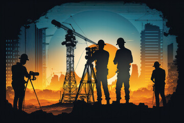 Fototapeta premium Contruction Workers Engineers (AI Generated)