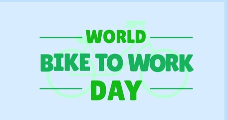 Illustrative image of world bike to work day text against blue background, copy space